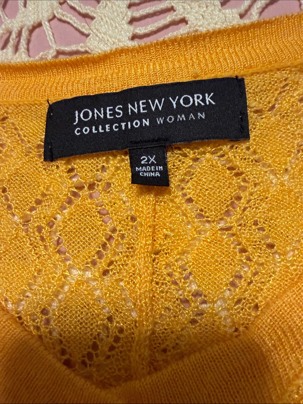 Jones New York Bright Yellow Pointelle Button-Down Top - Picture 3 of 4